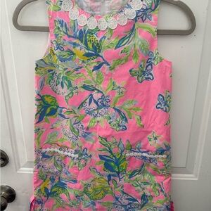 Lilly Pulitzer Hot Pink Floral Dress with White Trim